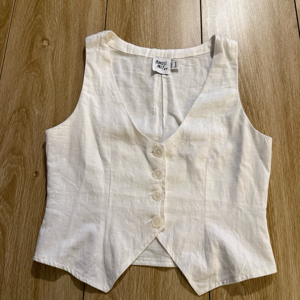 Princess Polly Ivory Button Up Blouse Vest